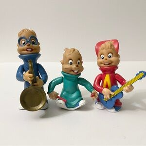 Vintage 90s Alvin and the Chipmunks Band Figurine Lot of 3